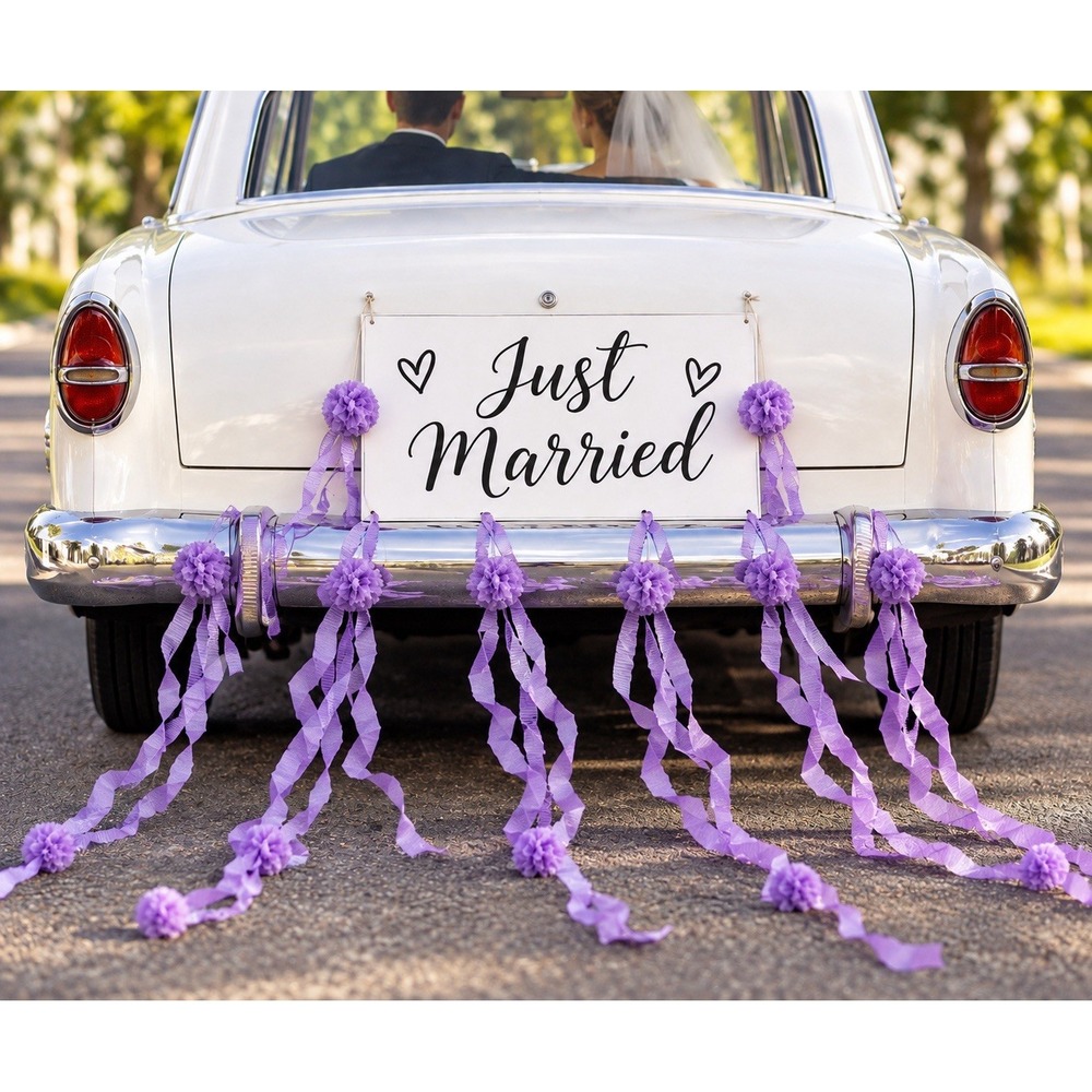 Vintage METEX Car Streamer Lavender Purple 24 Feet Long NOS Parade Wedding Party